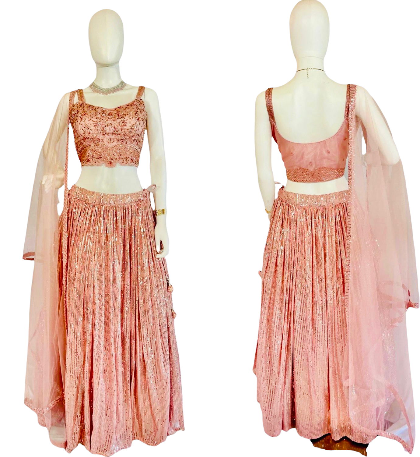 Pink sequins lehenga