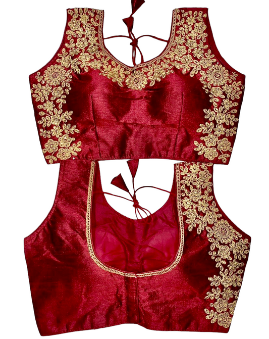 Maroon raw silk blouse