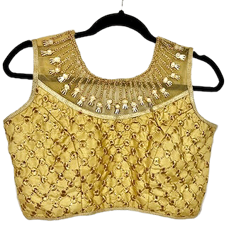 Pearl/thread work gold blouse