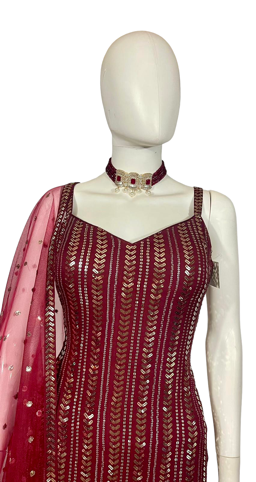 Maroon sequins sharara set