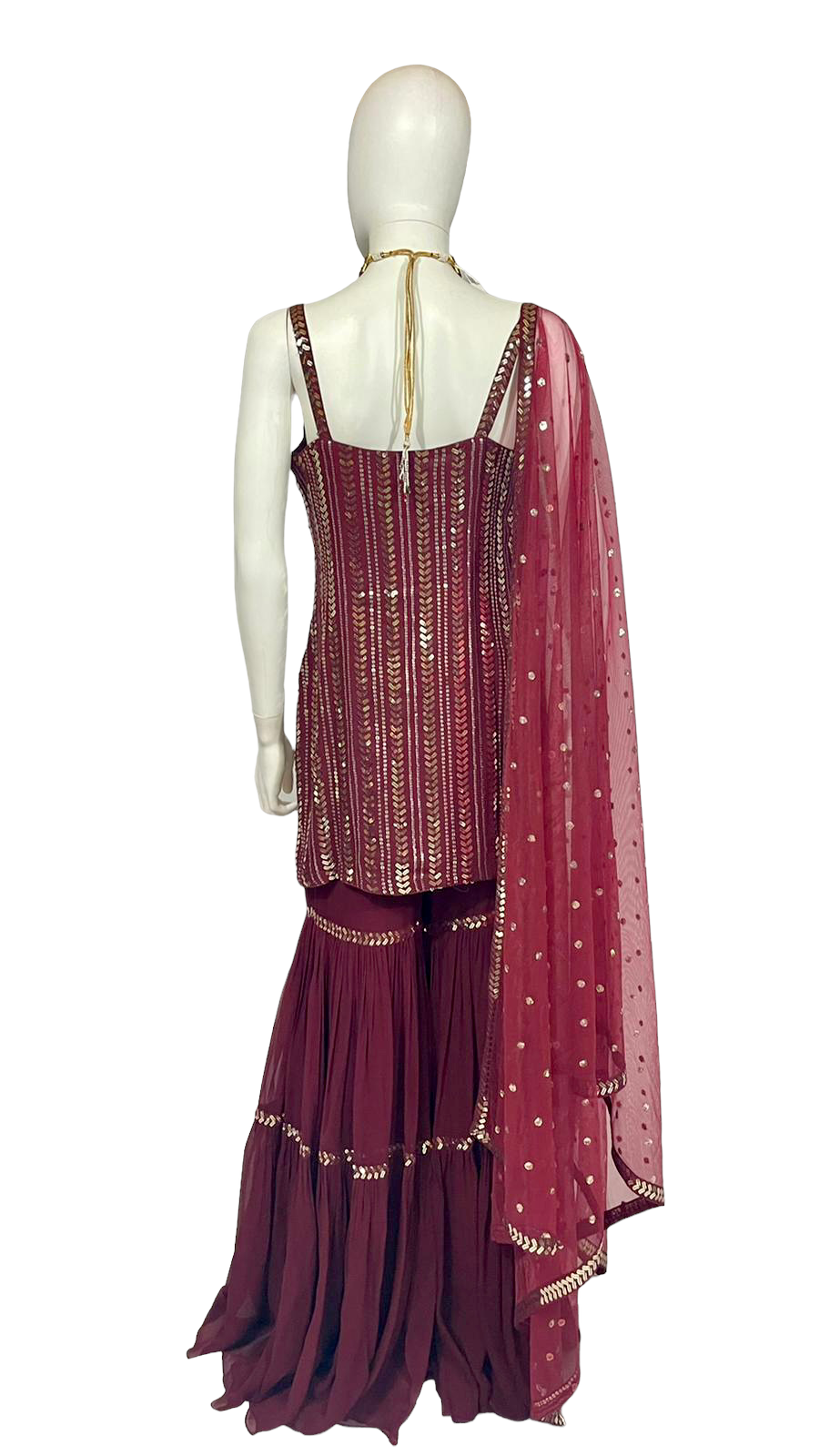 Maroon sequins sharara set